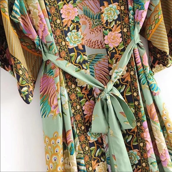 Gypsy Boho Hippie Floral Kimono Duster - Picture 4 of 13